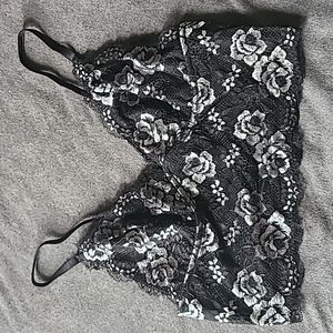 New Shein Lace black and gray tank top with roses Size medium